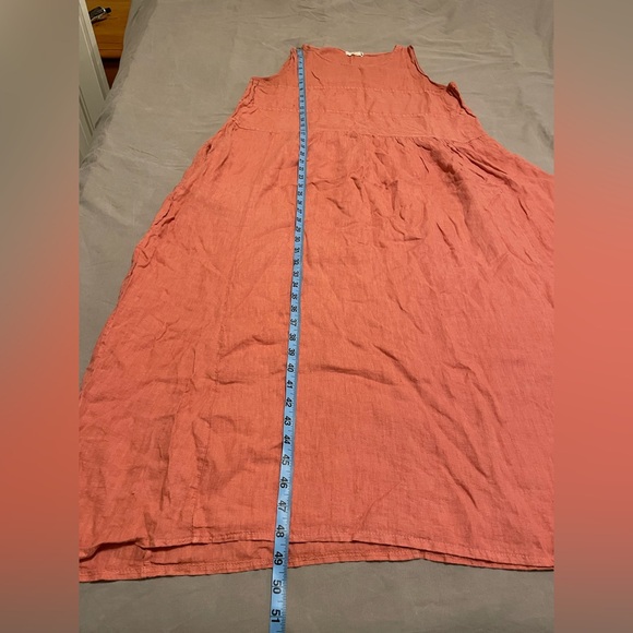 Me & Gee salmon pink long linen dress, size L - Picture 3 of 5